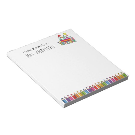 Niedliche Stifte Lehrer Name Notepad Notizblock (angewinkelt)