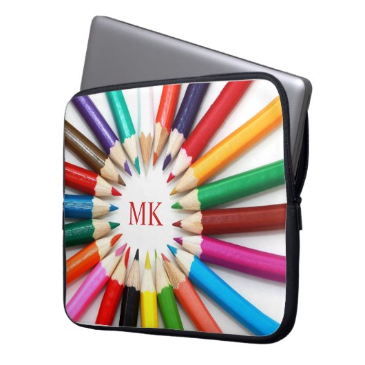 Niedliche Stifte Mit Monogramm Laptop-Sieb Laptopschutzhülle (Vorderseite Links)