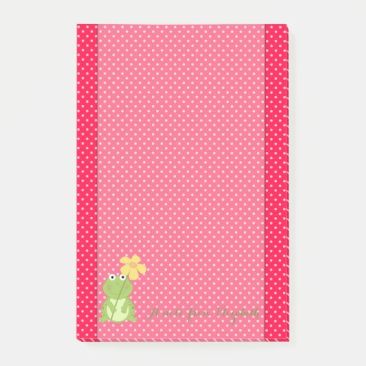 Niedliche Stilelemente, Polka Dots, Frosch Post-it Klebezettel (Vorderseite)