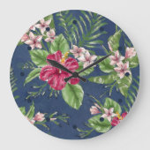 Niedliche Stilfarben tropisches Hawaii-Muster Große Wanduhr (Vorderseite)