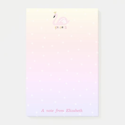 Niedliche Stilmädchen, Schwan, Tiara, Dots Post-it Klebezettel (Vorderseite)