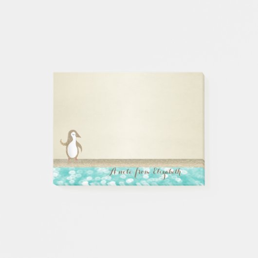 Niedliche, stilvolle Elegant, Happy Penguine Post-it Klebezettel (Vorderseite)