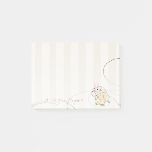 Niedliche, stilvolle Girly ,Baby Elephant Post-it Klebezettel (Vorderseite)