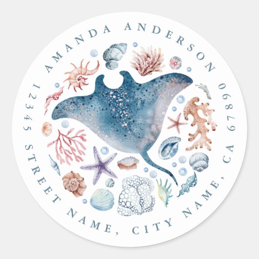 Niedliche Stingray Round Stickers (Vorderseite)