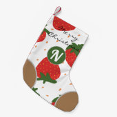 Niedliche Storeberry Rot Mit Monogramm grün stilvo Kleiner Weihnachtsstrumpf (Vorderansicht (hängend))