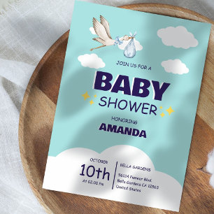 Niedliche Stork Baby Dusche Einladung