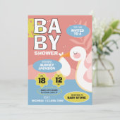 Niedliche Stork Baby-Dusche Einladung (Stehend Vorderseite)