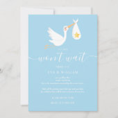 Niedliche Stork Baby Dusche Sprinkle Blue Update C Einladung (Vorderseite)