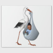 Niedliche Stork & Baby Moderne Babydusche Geschenkpapier (Flach)
