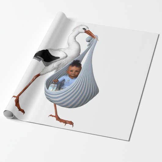 Niedliche Stork & Baby Moderne Babydusche Geschenkpapier (Ungerollt)