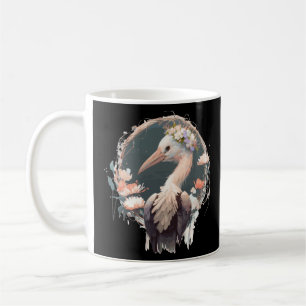 Niedliche Stork Bird Blume Crown Floral Birds Kaffeetasse