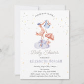 Niedliche Stork Stars Kinderdusche Einladung (Vorderseite)