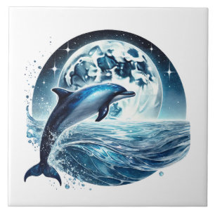 Niedliche Strand-Delfin-Liebhaber Keramik Fliese