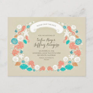 Niedliche Strandhochzeiten Save the Date Postkarte