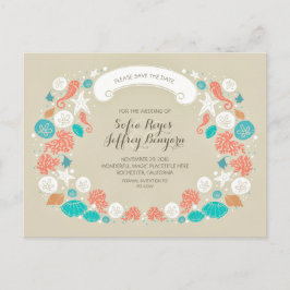 Niedliche Strandhochzeiten Save the Date Postkarte