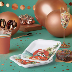 niedliche Strandkrabbe liebt Party Pappteller