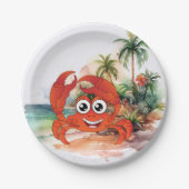 niedliche Strandkrabbe Pappteller (Vorderseite)