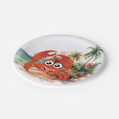 niedliche Strandkrabbe Pappteller (Schrägansicht)