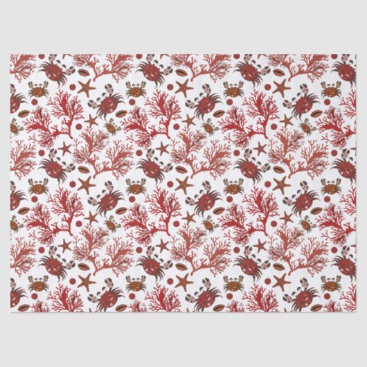 Niedliche Strandkrabbe-Party Seidenpapier (Vorderseite)