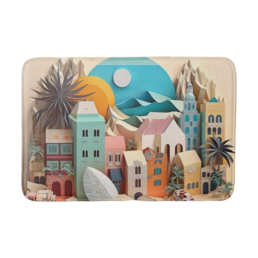 Niedliche Strandlandschaft Badematte (Vorderseite)