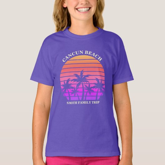 Niedliche Strandreise Palm Tree Custom Lila Kids T-Shirt (Vorderseite)