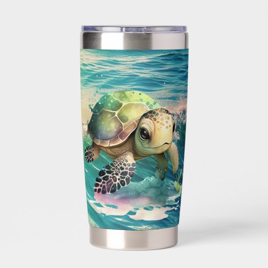 Niedliche Strandschildkröte Thermobecher (Rückseite)