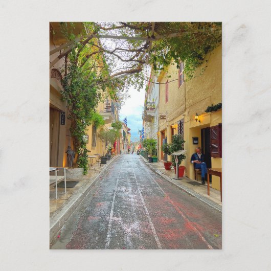 Niedliche Straße in Athen - Griechenland Postkarte (Vorderseite)