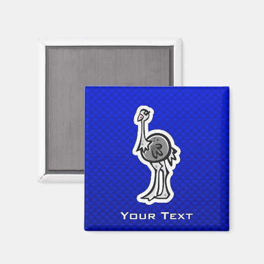 Niedliche Strauße; blau Magnet (Vorderseite/Rückseite)