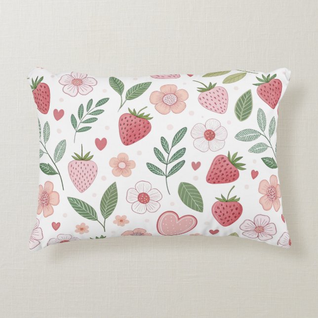 Niedliche Strawberry Accent Throw Kissen (Vorderseite)