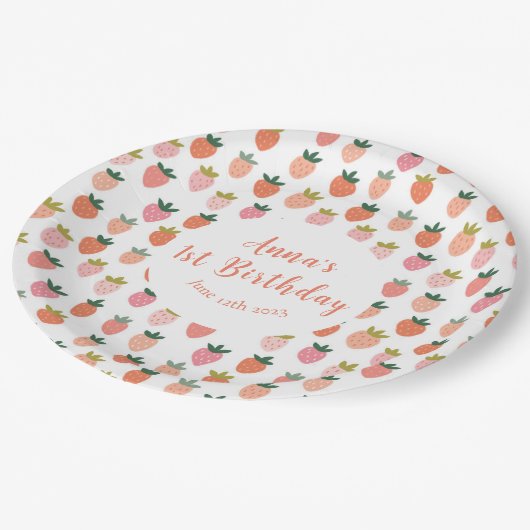 Niedliche Strawberry Birthday Paper Teller (Schrägansicht)
