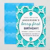 Niedliche Strawberry Boy Berry Geburtstagsparty Einladung (Vorne/Hinten)