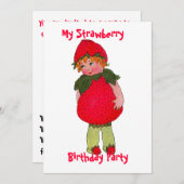 Niedliche Strawberry Geburtstagsparty Einladung (Vorne/Hinten)