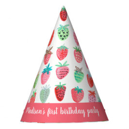 Niedliche Strawberry Girl First Birthday Rosa Part Partyhütchen