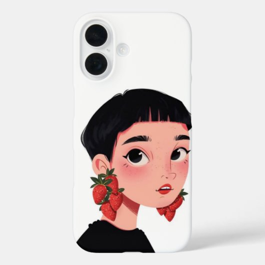 Niedliche Strawberry Girl iPhone Case Kawaii Gesch (Rückseite)