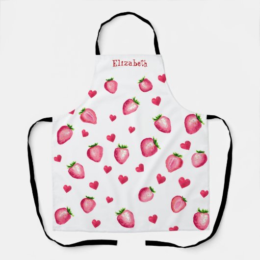Niedliche Strawberry Hearts Berry Sweet Watercolor Schürze (Vorderseite)