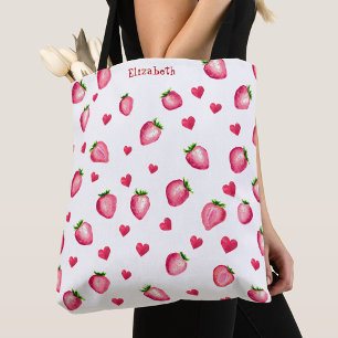 Niedliche Strawberry Hearts Berry Sweet Watercolor Tasche