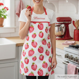 Niedliche Strawberry Individuelle Name Schürze