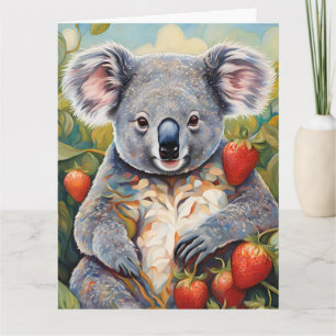 Niedliche Strawberry Koala Bear Geburtstagskarte Karte