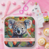 Niedliche Strawberry Koala Bear Geburtstagskarte Pappteller (Party)