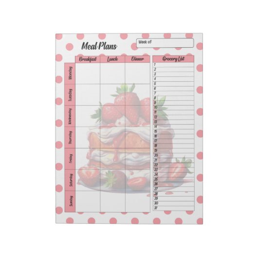 Niedliche Strawberry-Leckereien Notizblock (Rotiert)