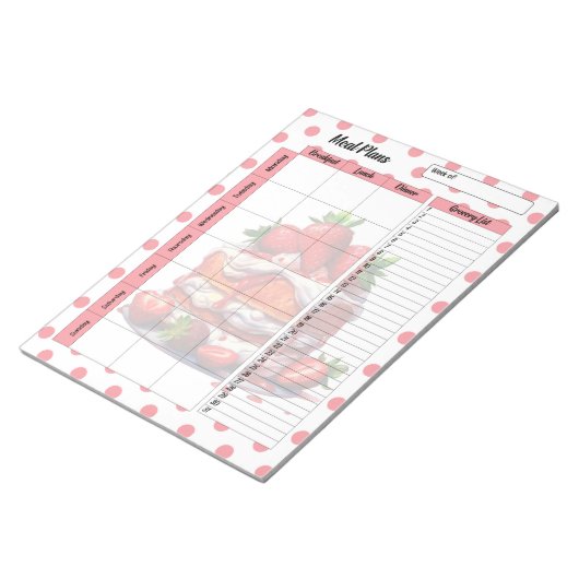 Niedliche Strawberry-Leckereien Notizblock (angewinkelt)