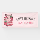 Niedliche Strawberry Milk Happy Geburtstag Banner (Horizontal)