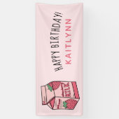 Niedliche Strawberry Milk Happy Geburtstag Banner (Vertikal)