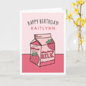 Niedliche Strawberry Milk Happy Geburtstag Karte (Gelbe Blume)