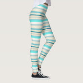 Niedliche Streifen aus Aqua Leggings (Rechts)