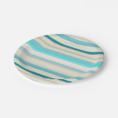 Niedliche Streifen aus Aqua Pappteller (Schrägansicht)
