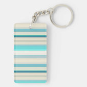 Niedliche Streifen aus Aqua Schlüsselanhänger (Rückseite)