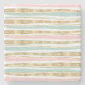 Niedliche Streifen Doodles rosa Design Steinuntersetzer (Vorderseite)