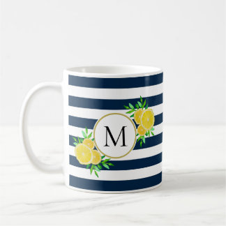 Niedliche Streifen Gelbe Wasserfarben-Zitronen-Mon Kaffeetasse