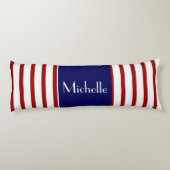 Niedliche Streifen, rot weiß und blau, Name hinzuf Seitenschläferkissen (Rückseite)